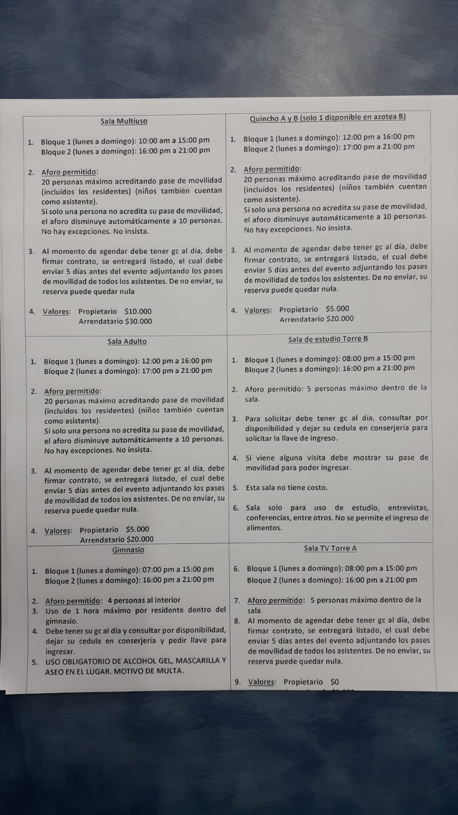horarios